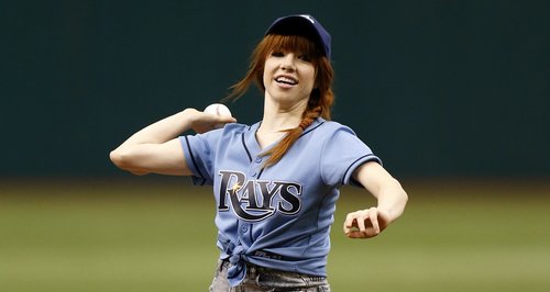 Carly Rae Jepsen playing baseball