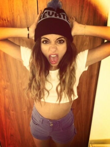 Jade Thirlwall wearing a beanie hat