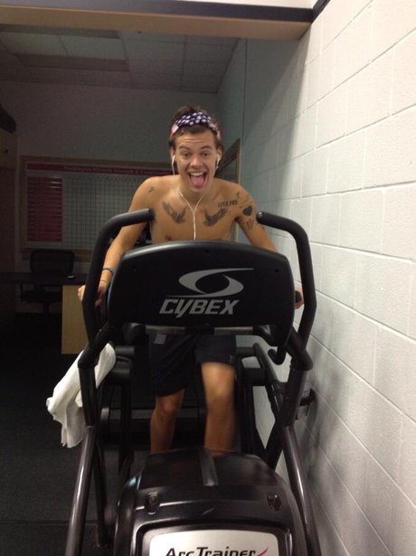 Harry Styles on the running machine
