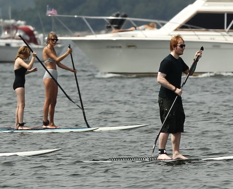 Taylor Swift and Ed Sheeran paddle boarding