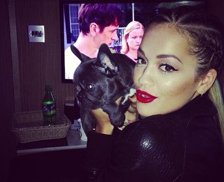 Rita Ora with her cat