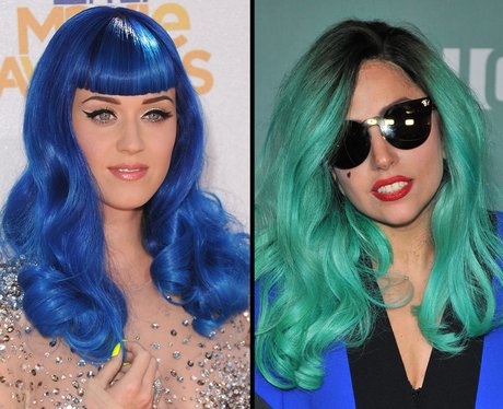 Katy Perry and Lady Gaga: Blue Hair