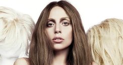 Lady Gaga press photo with blonde wigs