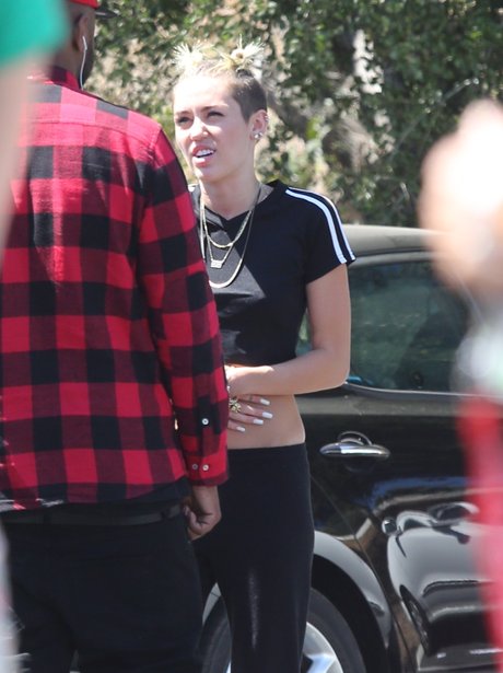 Miley Cyrus heads to the studio