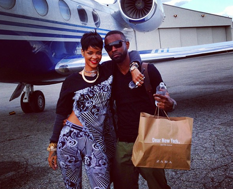 Rihanna outside a private jet