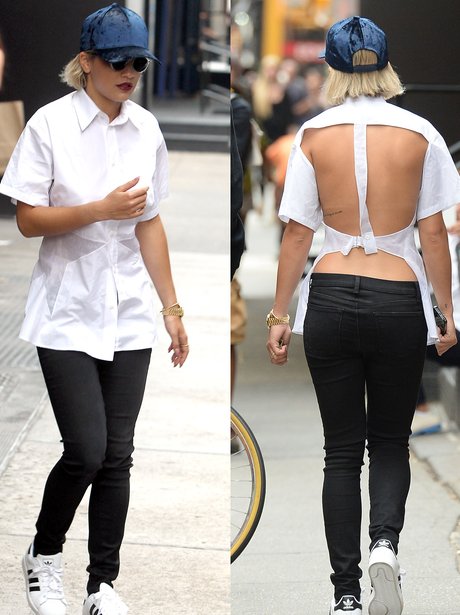 Rita Ora Backless Shirt