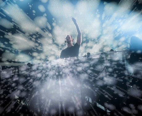 Calvin Harris on stage DJing at Made In America festival 2013