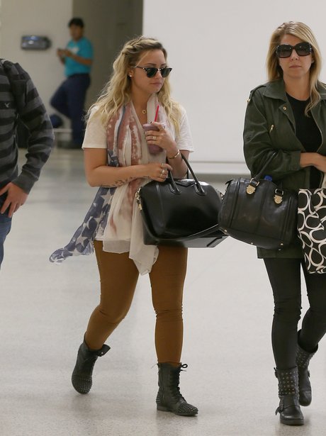 Demi Lovato wearing an american flag scalf
