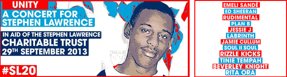 Stephen Lawrence Unity Concert banner