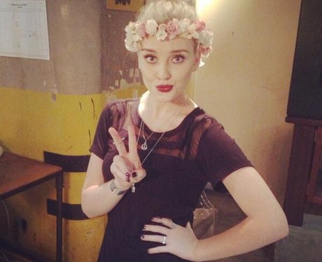 Little Mix's Perrie Edwards wearing a head band