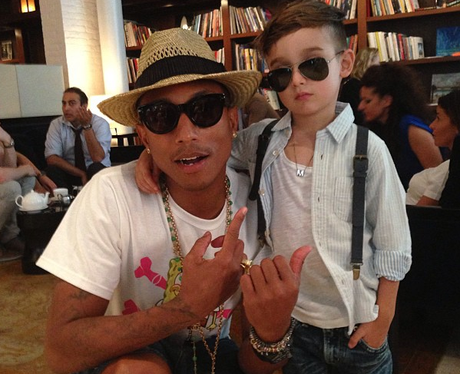 Pharrell Williams and five year-old fashion star Alonso Mateo