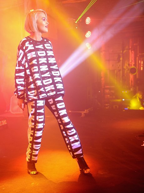 Rita Ora DKNY Birthday on stage