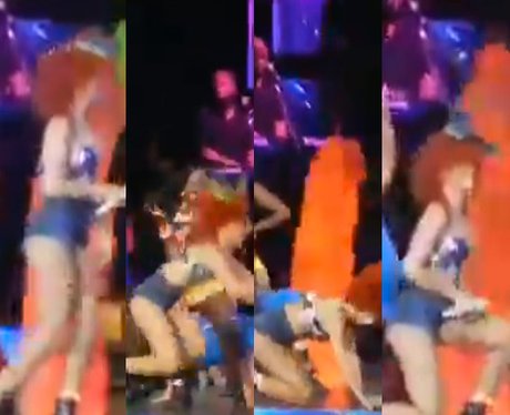 Rihanna Falls Over