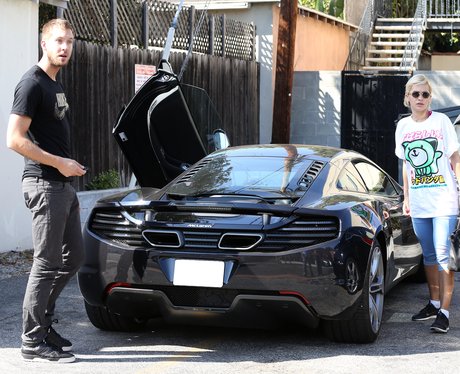 Rita Ora and Calvin Harris outside studio