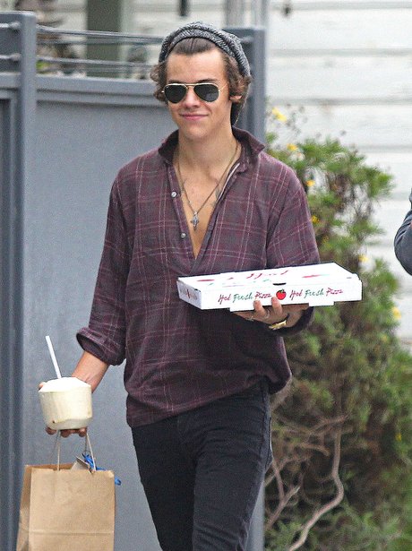 Harry Styles with a take away pizza in LA