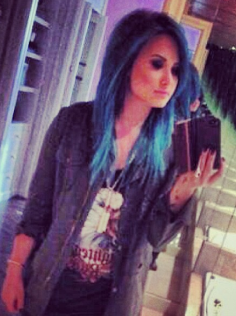Demi Lovato with blue hair