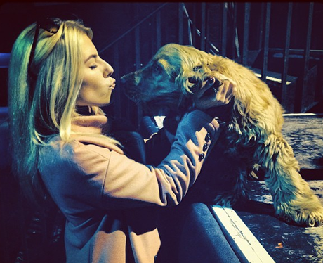 Mollie king kissing a dog