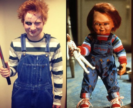 Ed Sheeran dressed as Chucky from Child's Play