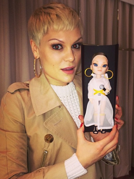 Jessie J with a personalised doll