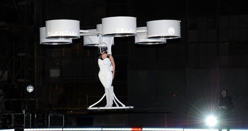 Lady Gaga wearing a flying dress