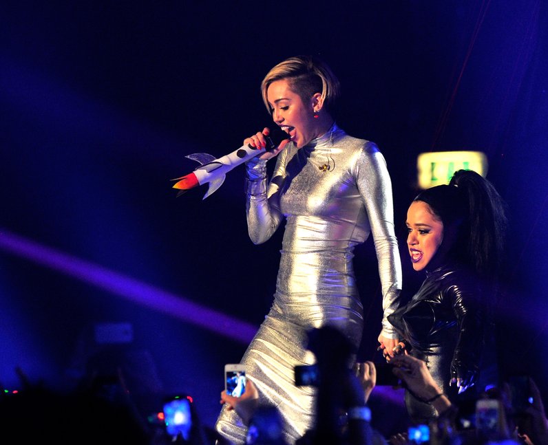 Miley Cyrus performs live on stage at the MTV EMA'