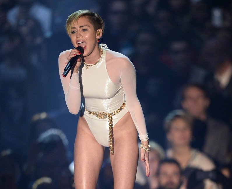 Miley Cyrus performs live on stage at the MTV EMA'