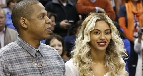 Jay Z and Beyonce attend basket ball game