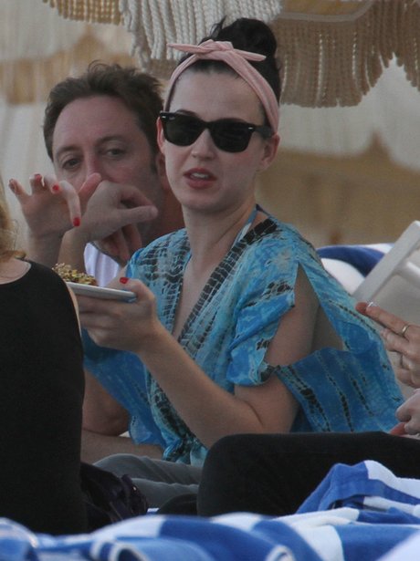 Katy Perry having lunch at the beach