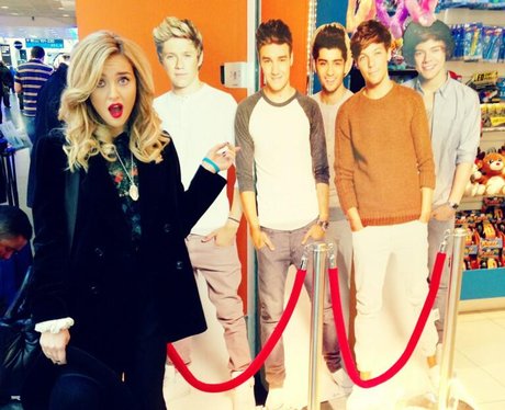 Perrie with One Direction cut out