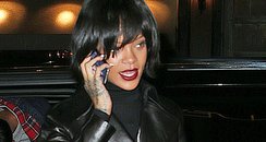 Rihanna wearing a leather outfit