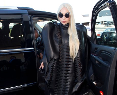Lady Gaga wearing a leather outfit