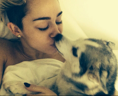 Miley Cyrus and her dog