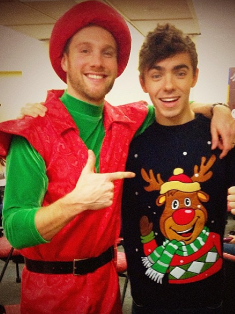 Nathan Sykes wearing a Christmas jumper