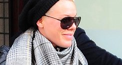 Pink leaving her hotel in London