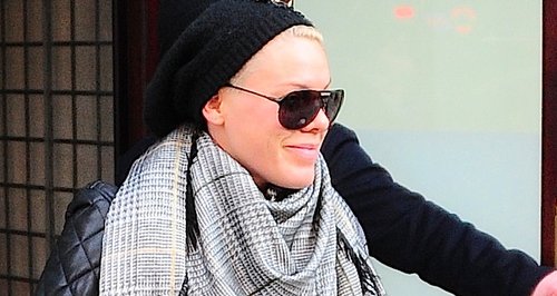 Pink leaving her hotel in London