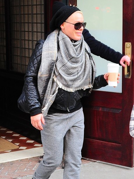 Pink leaving her hotel in London