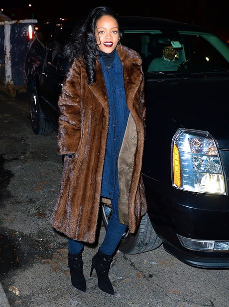 Rihanna wearing q fur coat
