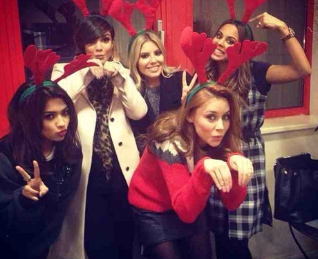 The Saturdays wearing reindeer ears