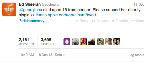 Georgina Anderson tweet Ed Sheeran