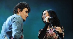 Katy Perry and John Mayer on stage