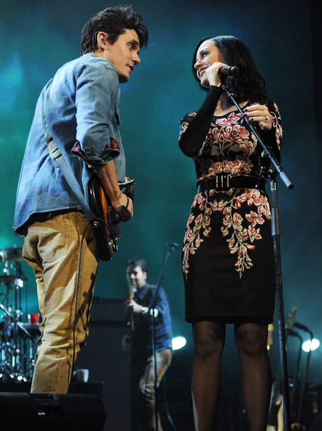 Katy Perry and John Mayer on stage