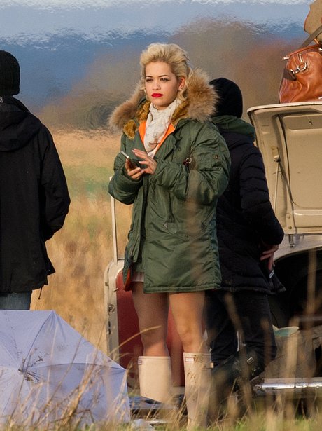 Rihanna on set of a photo shoot