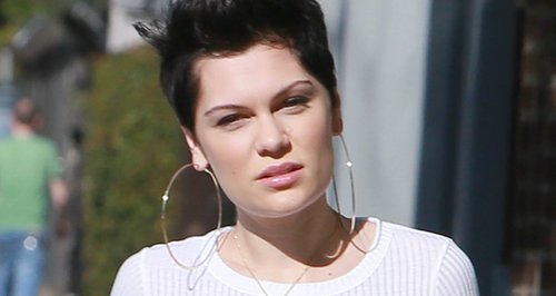 Jessie J wearing a crop top in America