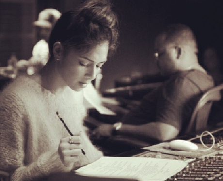 Nicole Scherzinger in the studio