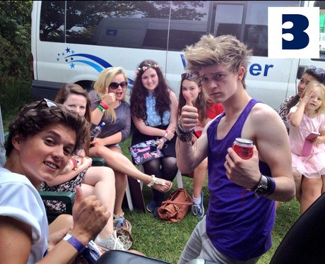 The Vamps pose with some of their fans