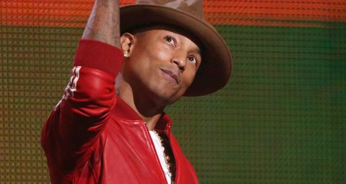 Pharrell Williams on stage at the Grammy Awards 20