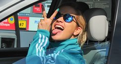 Rita Ora learning to drive in LA