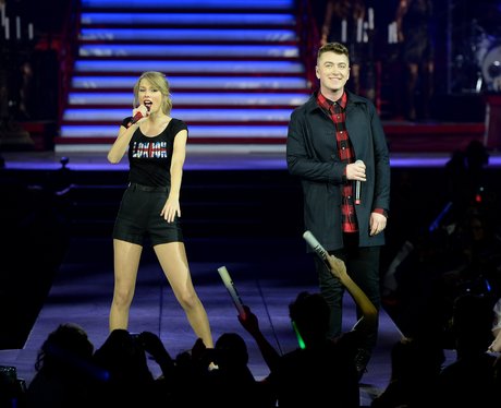 Taylor Swift and Sam Smith on stage