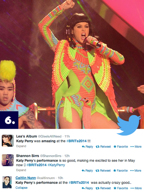 Katy Perry performing at the BRIT Awards 2014 on Twitter