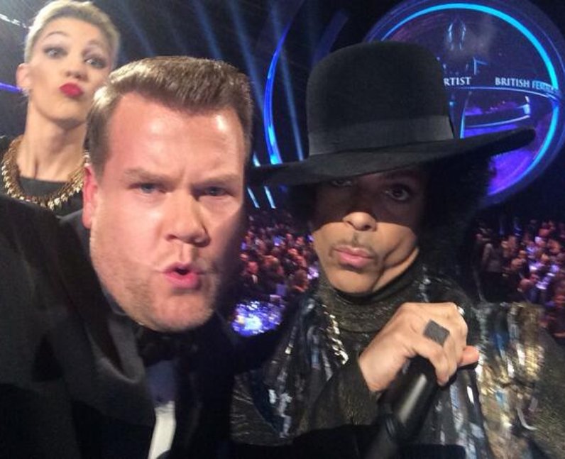 James Corden and Prince at the Brit Awards
